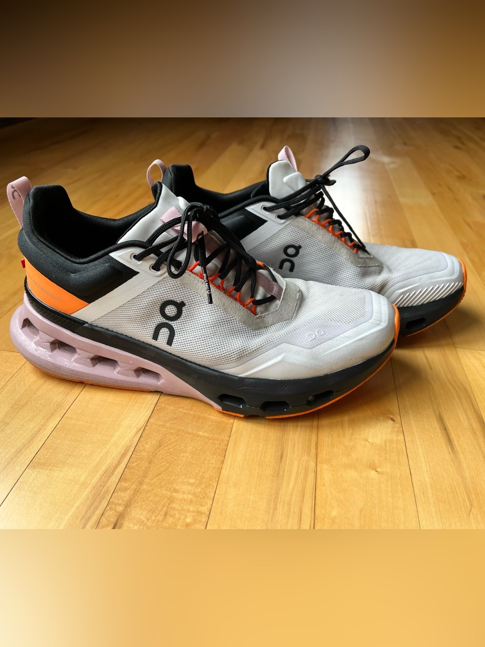 On Cloud Nova X Women's White Black Pink Orange Athletic Sneakers